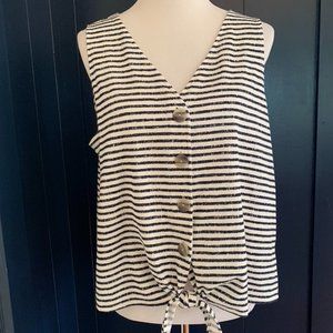 OLD NAVY Navy/White cropped Tie-Hem textured top
